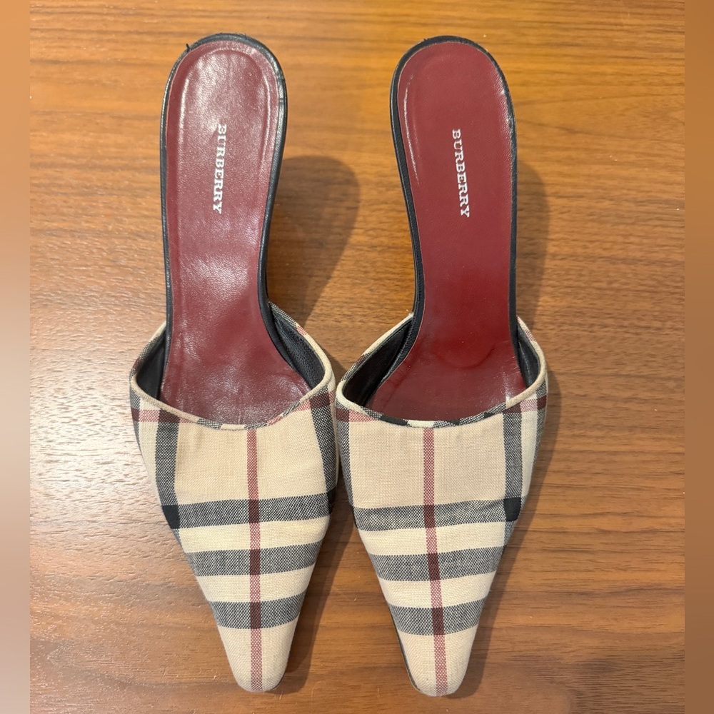 Burberry Nova Check Kitten Mule - Size 38